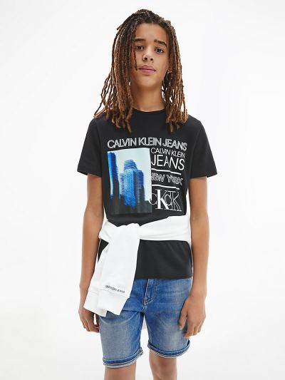 Calvin Klein Ruhák HU185494 | Calvin Klein Organic Cotton Photo Print Fiu Póló Fekete